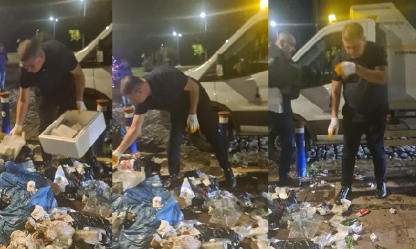 Başkan Tugay çöp topladı